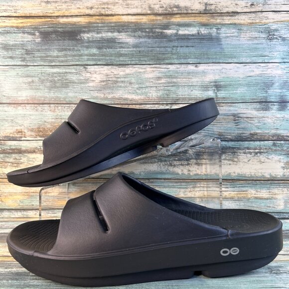 OOFOS OOahh Recovery Slide Sandals Mens Size 10 Black Rubber Comfort Slip Ons main image 11